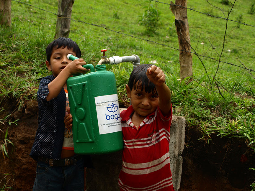 kids holding water pail
