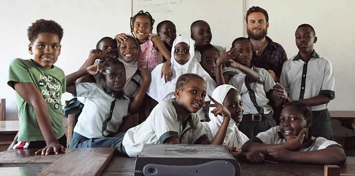 Cody Jividen and class from Bagamoyo, Tanzania