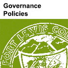 Image of partial Fort Lewis College seal with text 'Governance Policies' above it