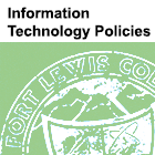 Image of partial Fort Lewis College seal with text 'Information Technology Policies' above it