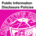 Image of partial Fort Lewis College seal with the text 'Public Information Disclosure Policies' above it