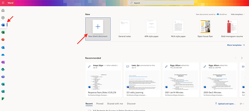 Select your document app, and then choose New Blank Document to start a new project.
