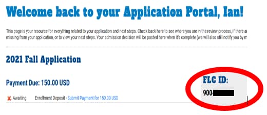 Find you FLC student ID number in your portal.