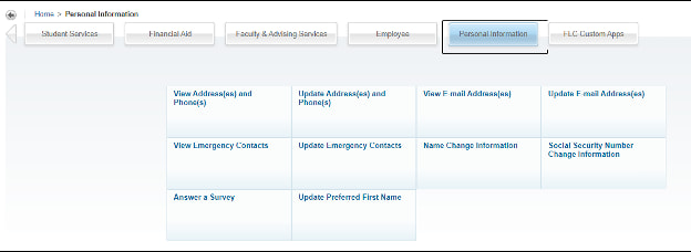 WebOpus personal information screen image