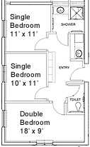 floor plan of Bader Snyder dorm room