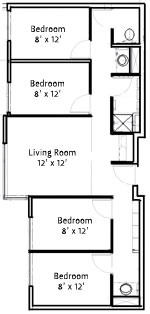 Floor plan of Animas Hall dorm room