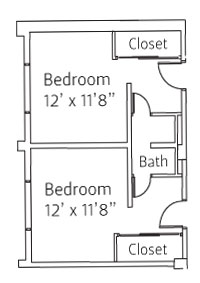 Floorplan of Cooper Hall dorm room