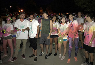 Large group of students after the Glow Run.