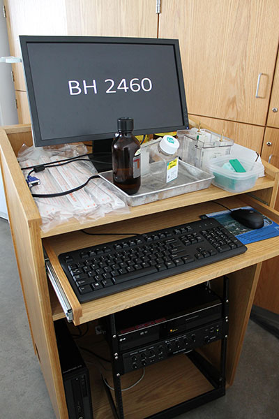 Berndt Hall room 2460 workstation and AV controls