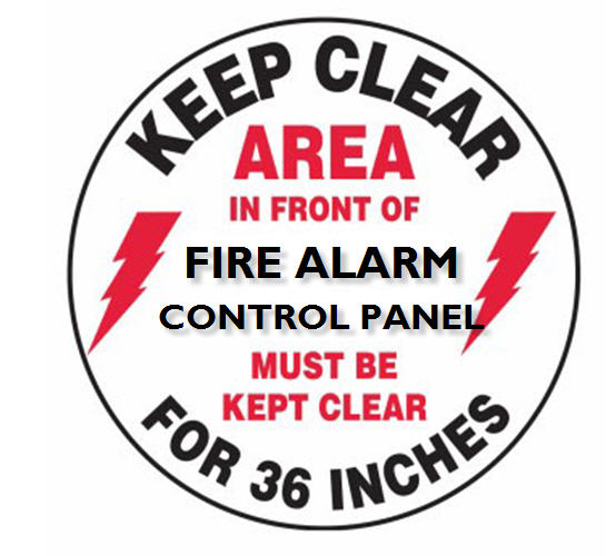 keep area clear fire alarm sign