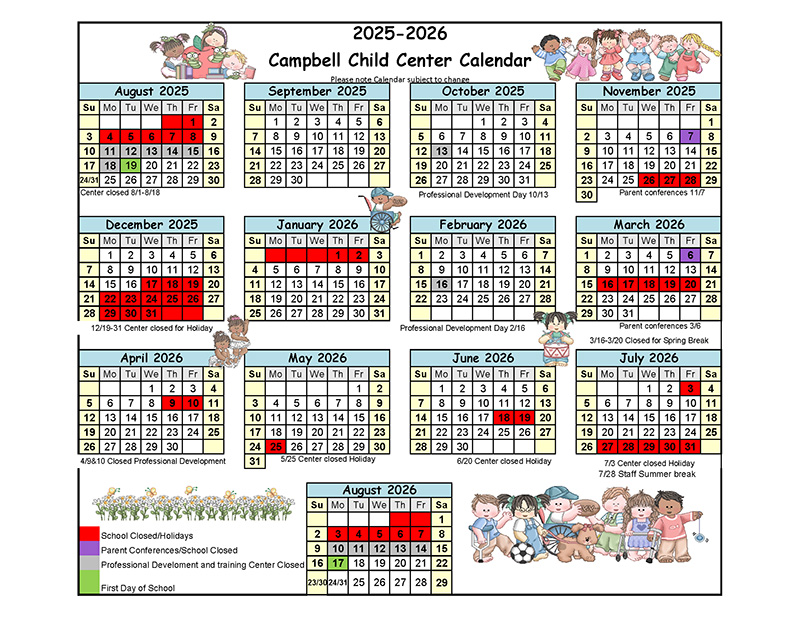 Calendar closure dates